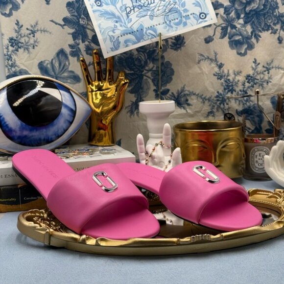 🆕 MARC JACOBS 🧿 NWOB The Snapshot Slide, Bow Pink - Sz 40 US 10 - Picture 7 of 15